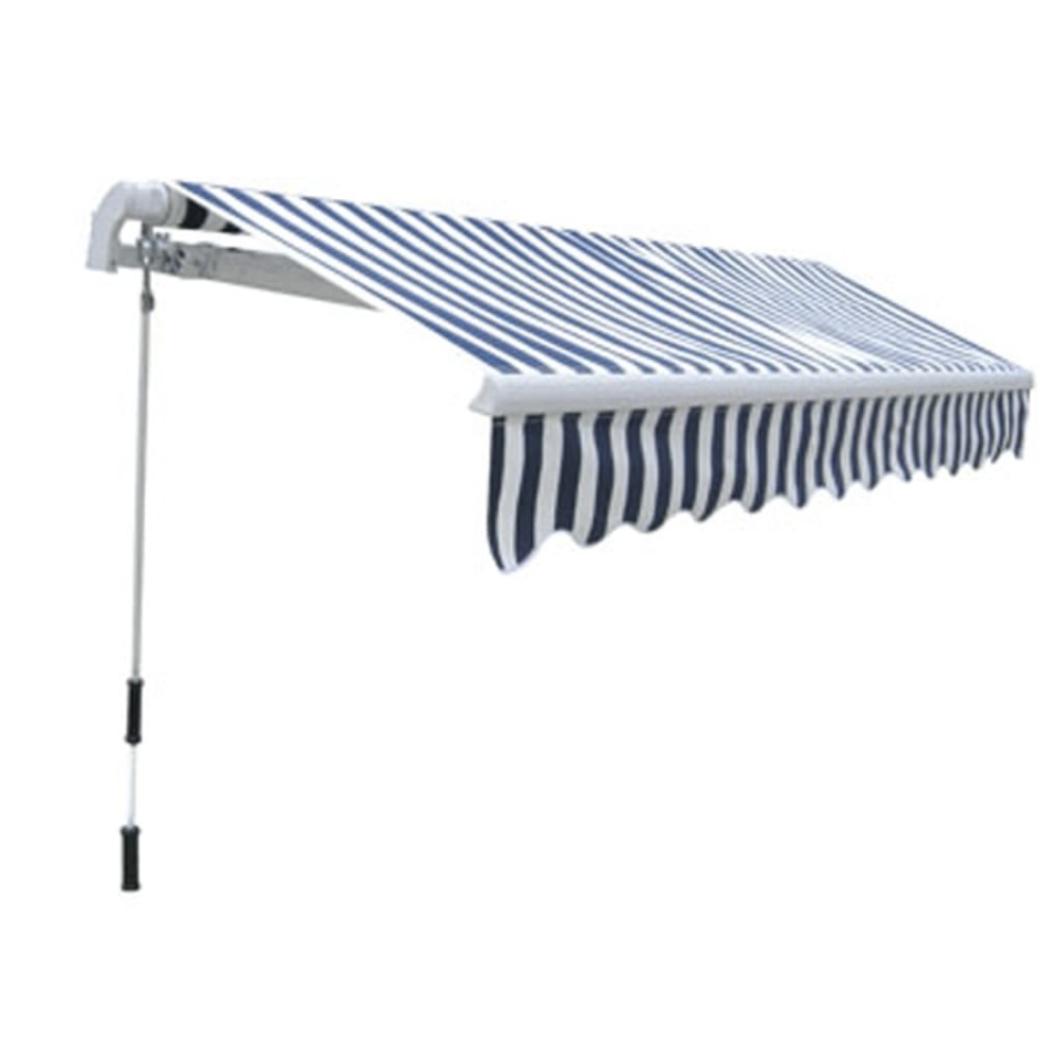 Copertină pliabilă cu acționare manuală, 300 cm, albastru/alb - 2 | YEO