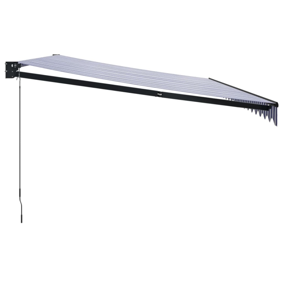 Copertină retractabilă albastru/alb, 5x3 m, textil/aluminiu - 3 | YEO