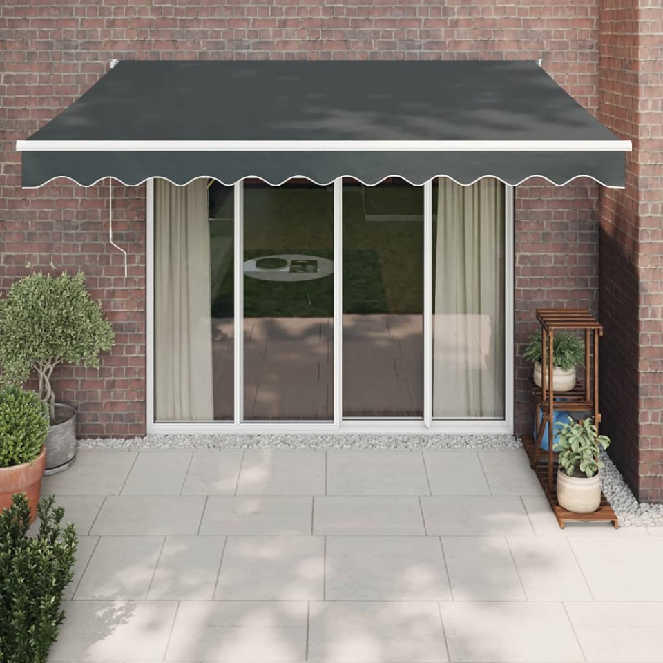 Copertină retractabilă, antracit, 3,5x2,5 m, textil și aluminiu