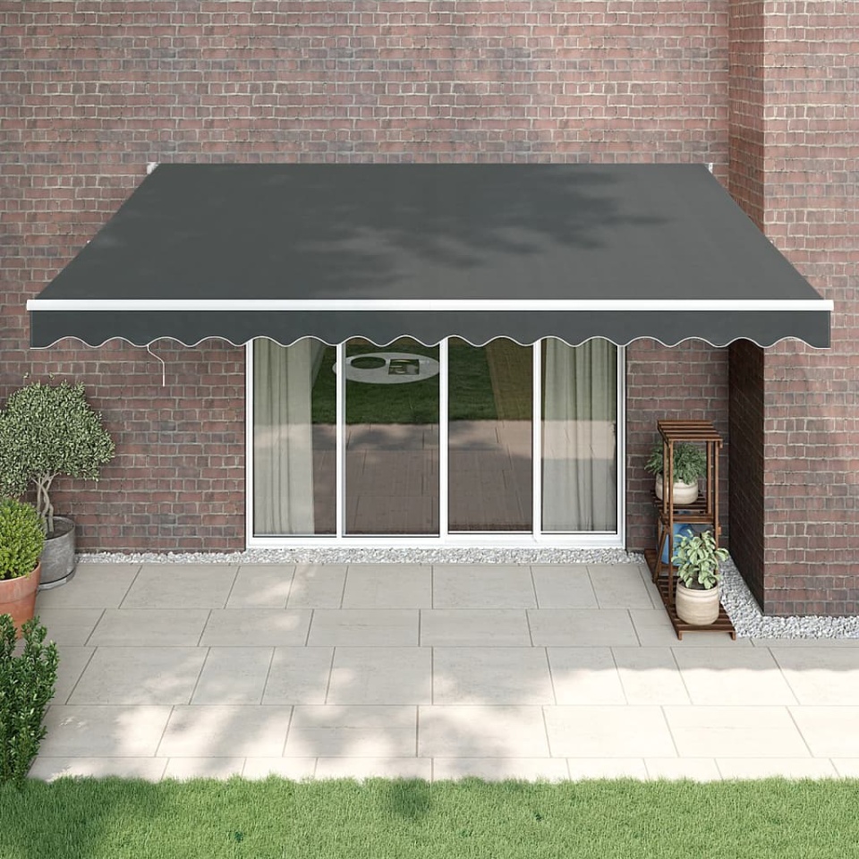 Copertină retractabilă, antracit, 4x3 m, textil și aluminiu