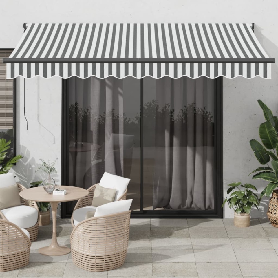Copertină retractabilă antracit/alb, 3,5x2,5 m, textil/aluminiu