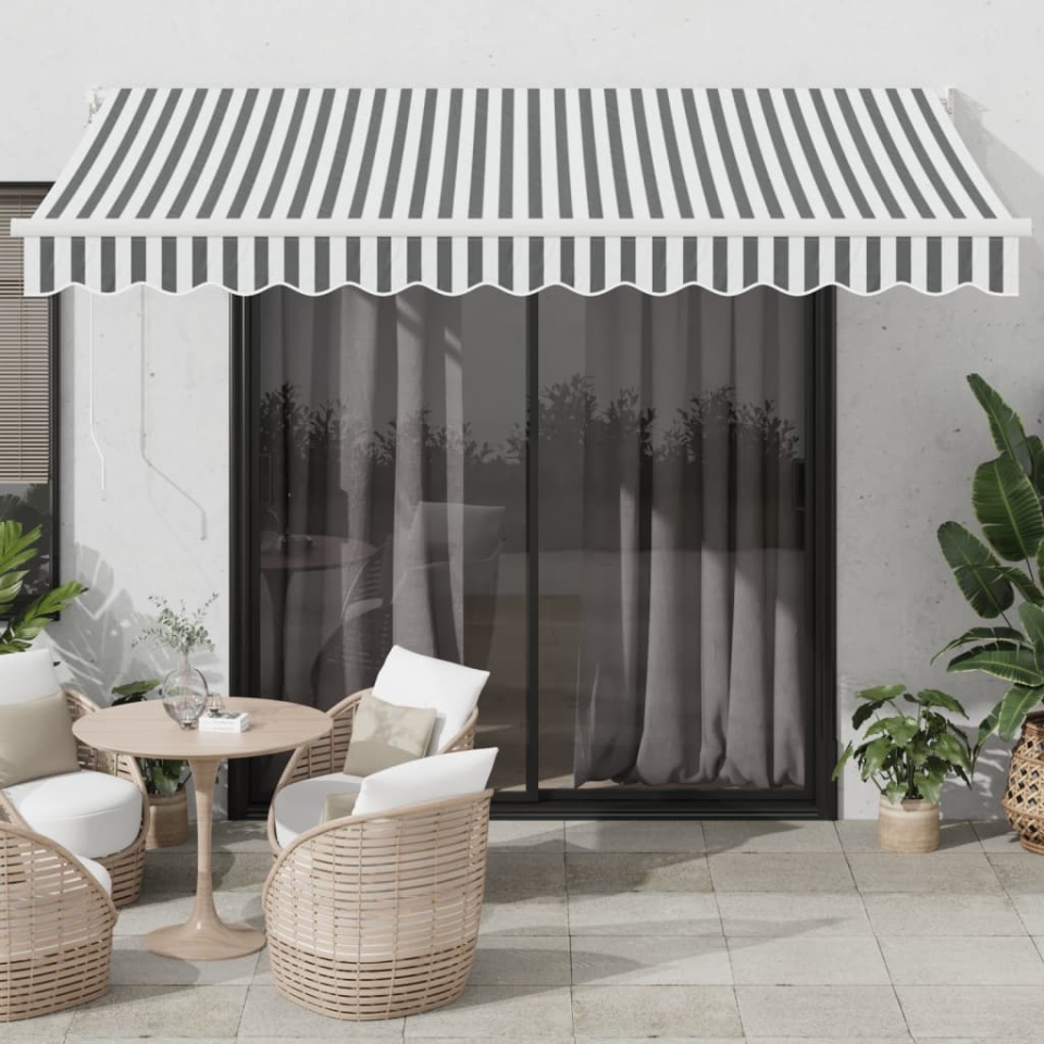 Copertină retractabilă antracit/alb, 3,5x2,5 m, textil/aluminiu