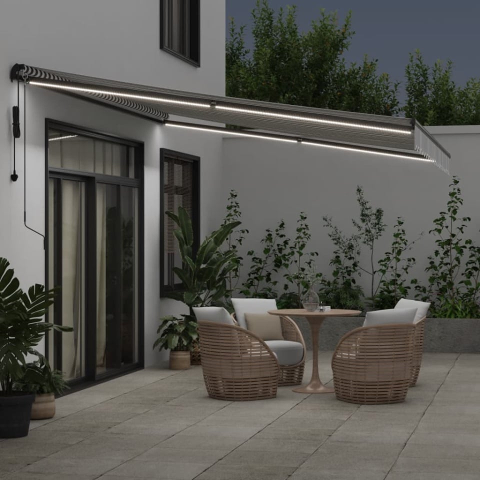 Copertină retractabilă automat cu LED, antracit/alb, 450x300 cm - 2 | YEO
