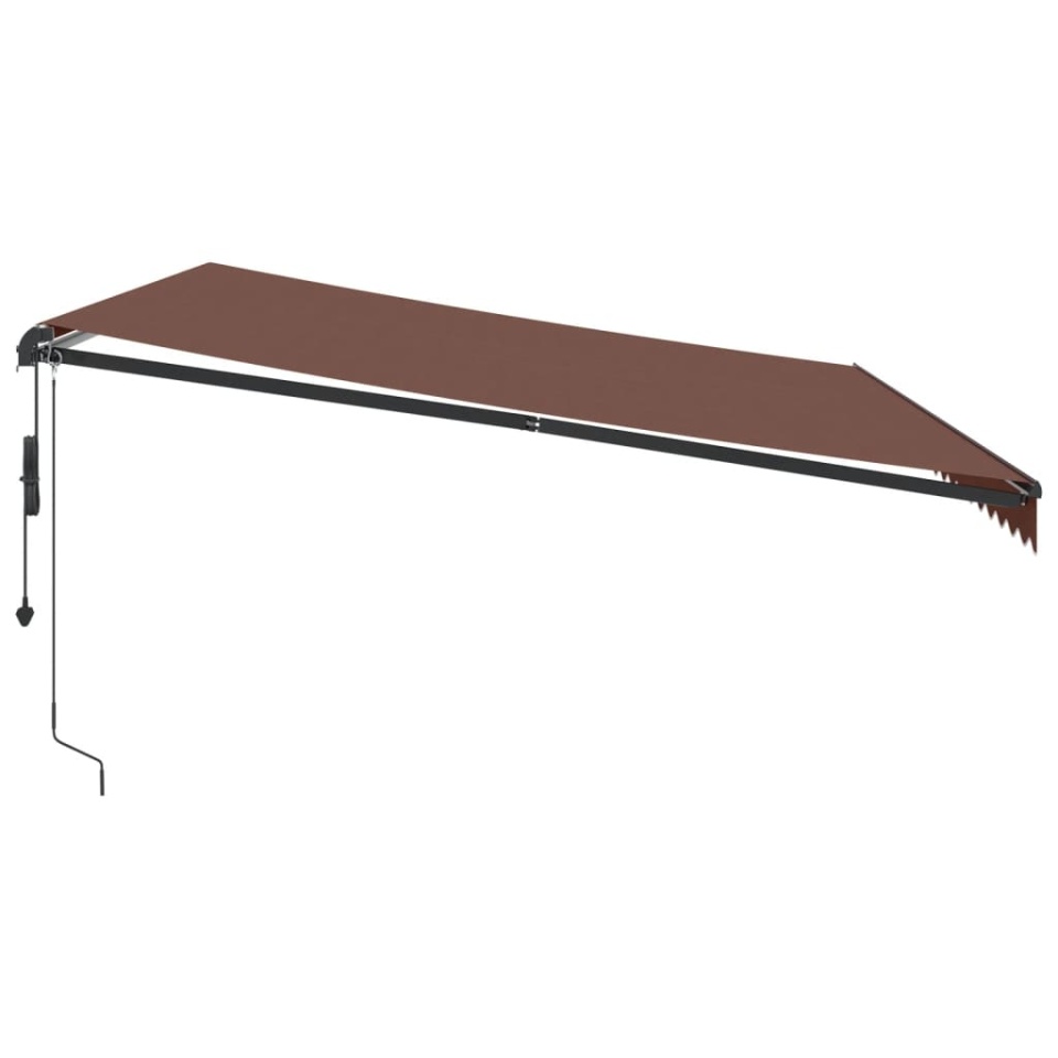 Copertina retractabilă automat cu LED-uri, maro, 500x300 cm