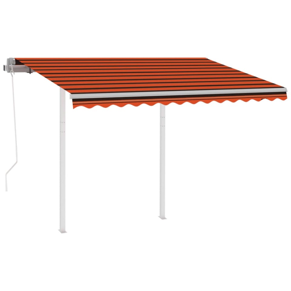 Copertină retractabilă automat stâlpi portocaliu/maro 3,5x2,5 m - 2 | YEO