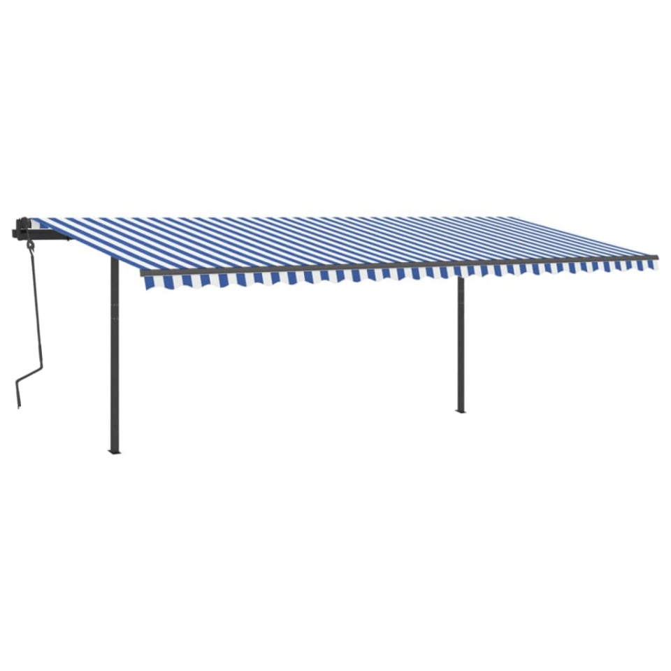 Copertină retractabilă manual cu LED, albastru & alb, 6x3 m - 3 | YEO