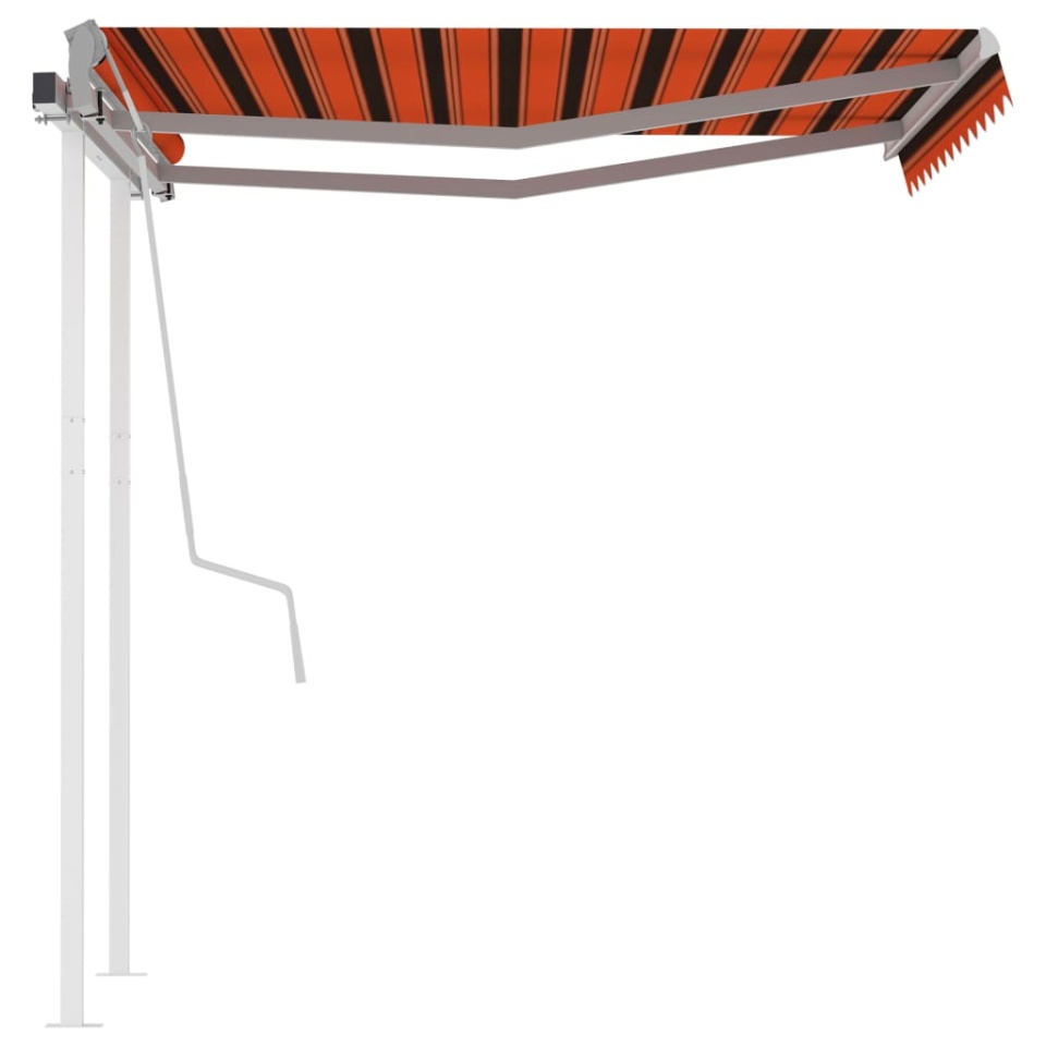 Copertină retractabilă manual cu stâlpi portocaliu/maro 3x2,5 m - 3 | YEO