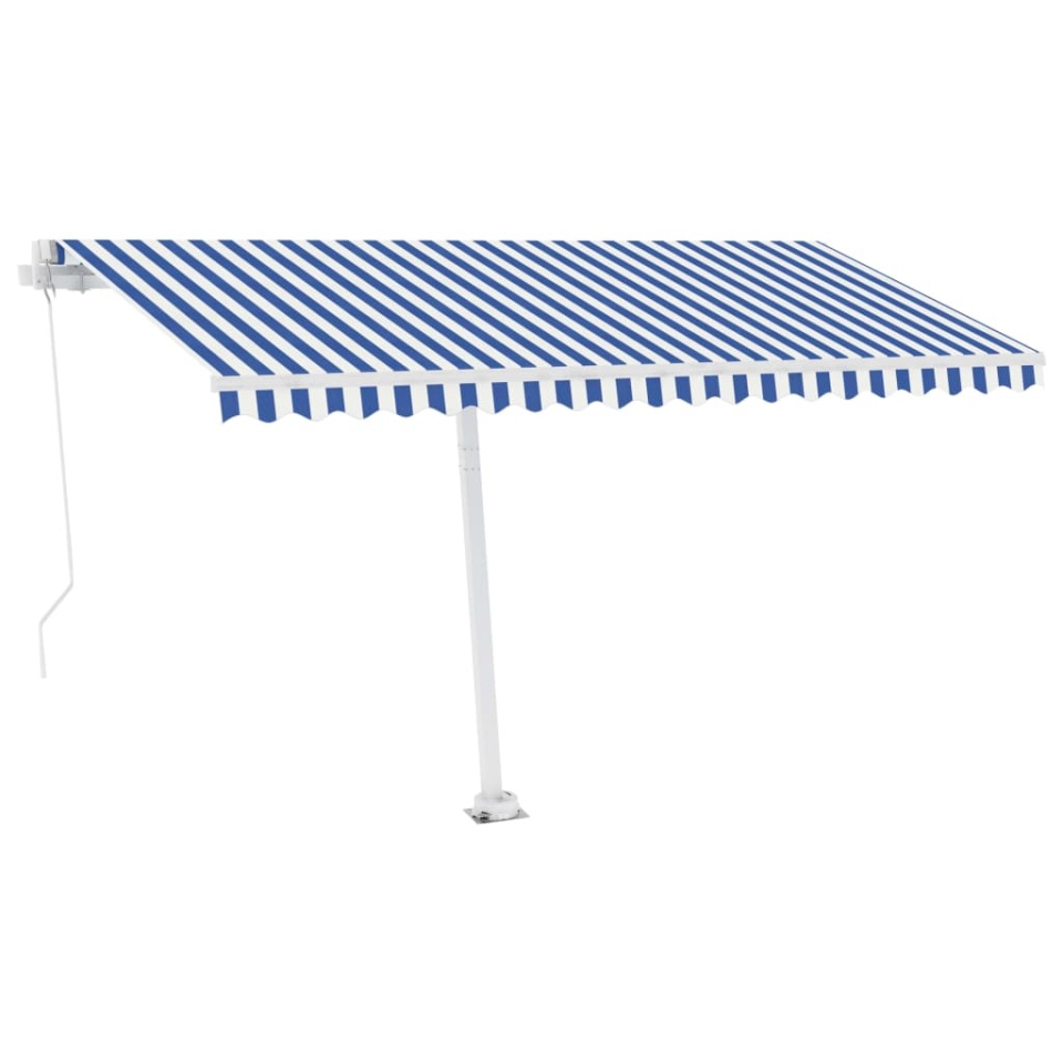 Copertină retractabilă manual LED, albastru și alb, 450x300 cm - 3 | YEO