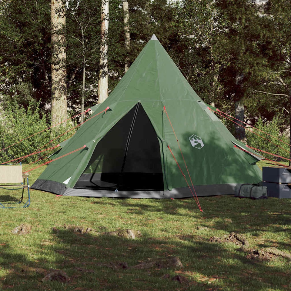 Cort de camping tipi pentru 4 persoane, verde, impermeabil - 2 | YEO