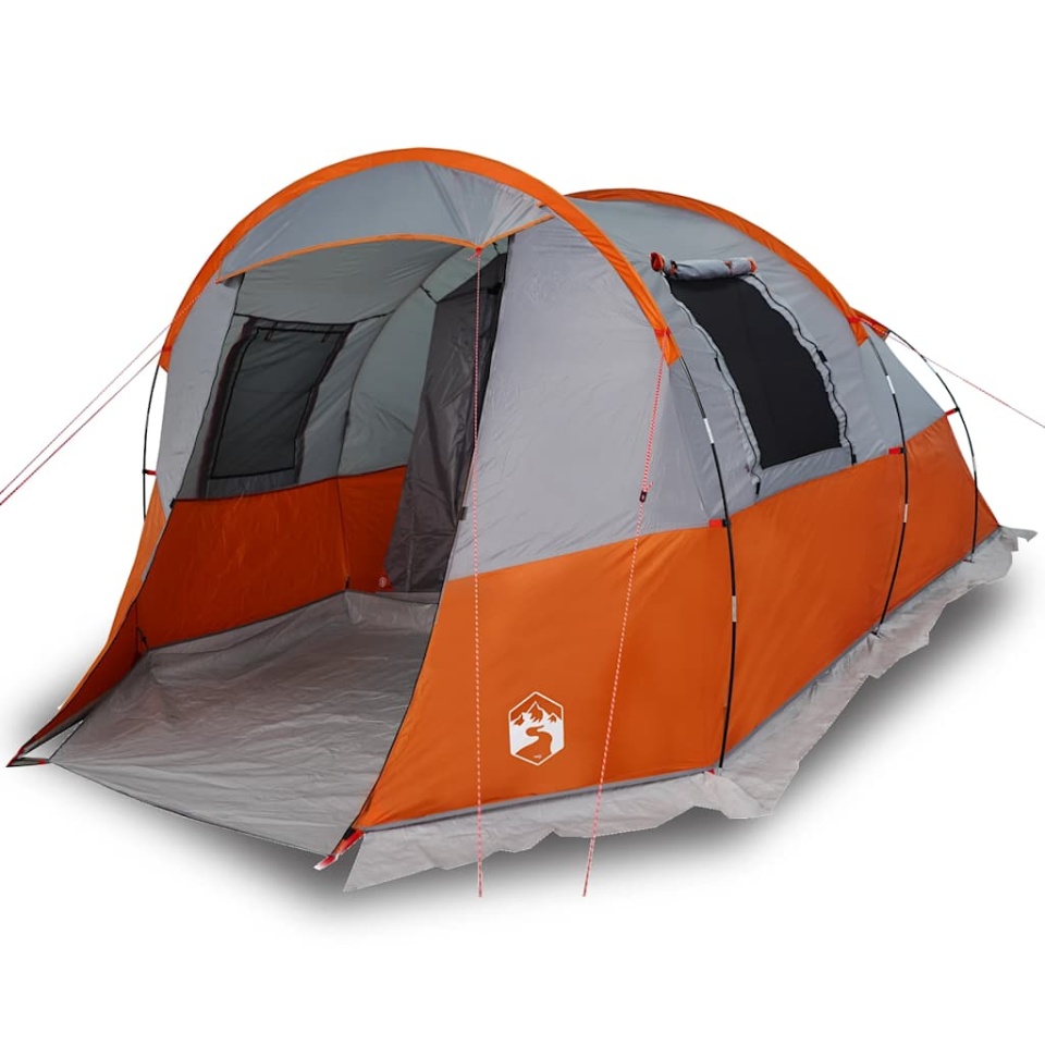 Cort de camping tunel 4 persoane, gri/portocaliu, impermeabil - 3 | YEO