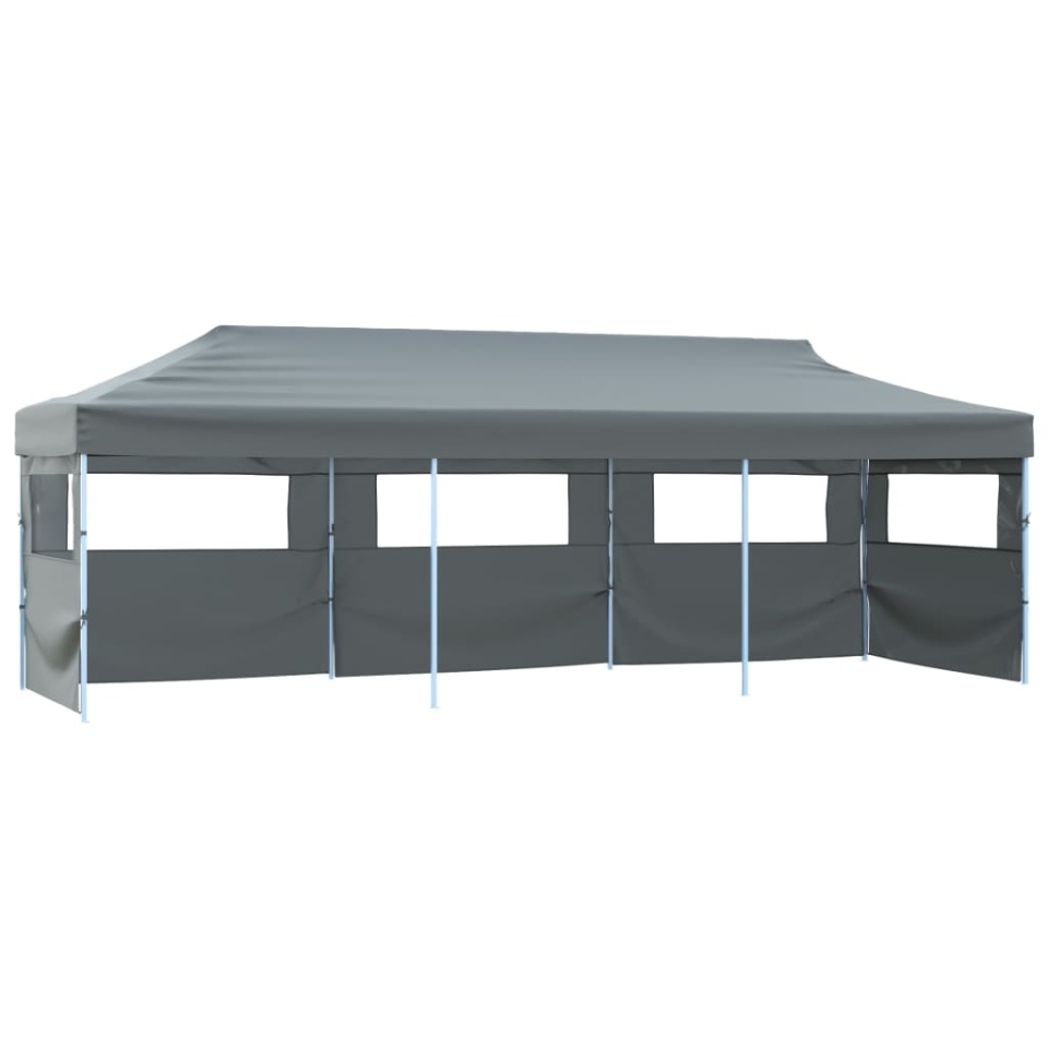 Cort petrecere pliabil cu 5 pereți laterali, antracit, 3 x 9 m