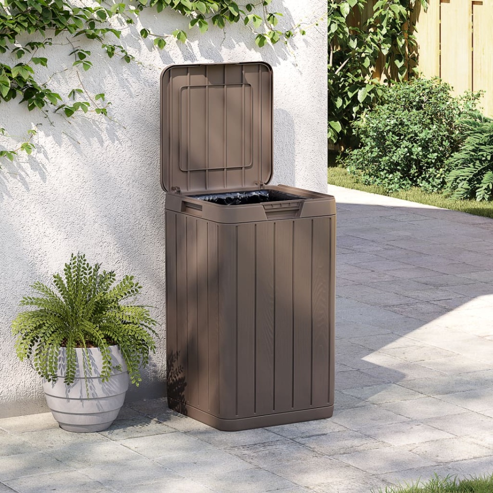 Coș de gunoi pentru exterior, maro, 38x38x65 cm, PP - 2 | YEO
