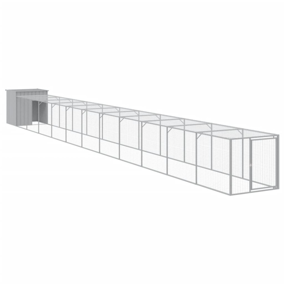 Coteț pui cu incintă gri deschis 110x1221x110cm oțel galvanizat - 1 | YEO