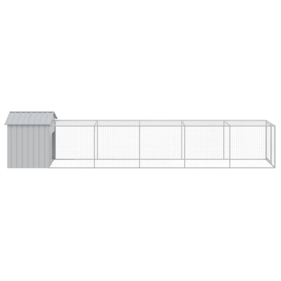 Coteț pui cu incintă gri deschis 117x609x123 cm oțel galvanizat - 3 | YEO