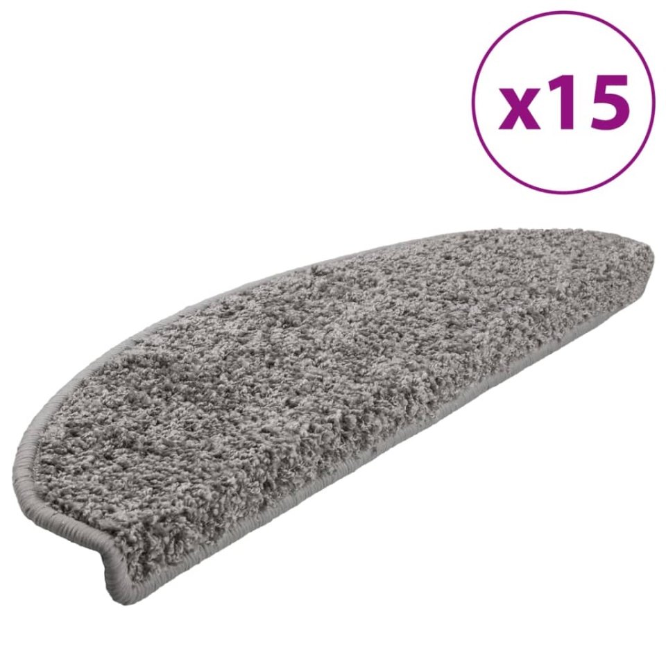 Covorașe pentru trepte scară, 15 buc., gri, 65x21x4 cm - 1 | YEO