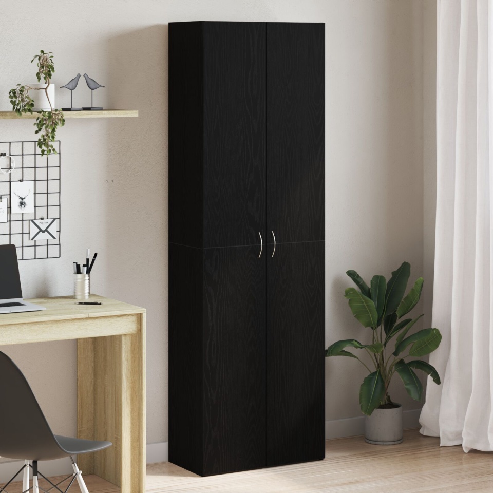 Credență birou Negru Stejar 60x32x190 cm Lemn prelucrat