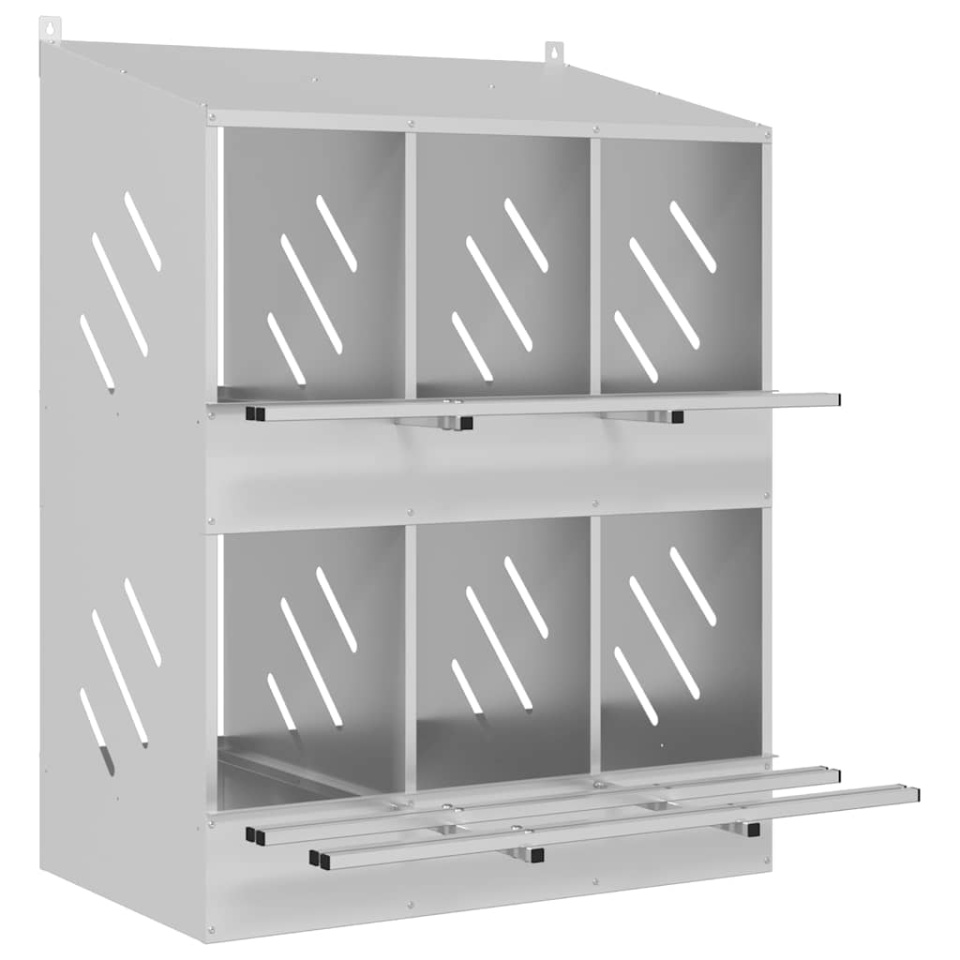 Cubit pentru pui cu 6 compartimente, metal argintiu galvanizat - 1 | YEO