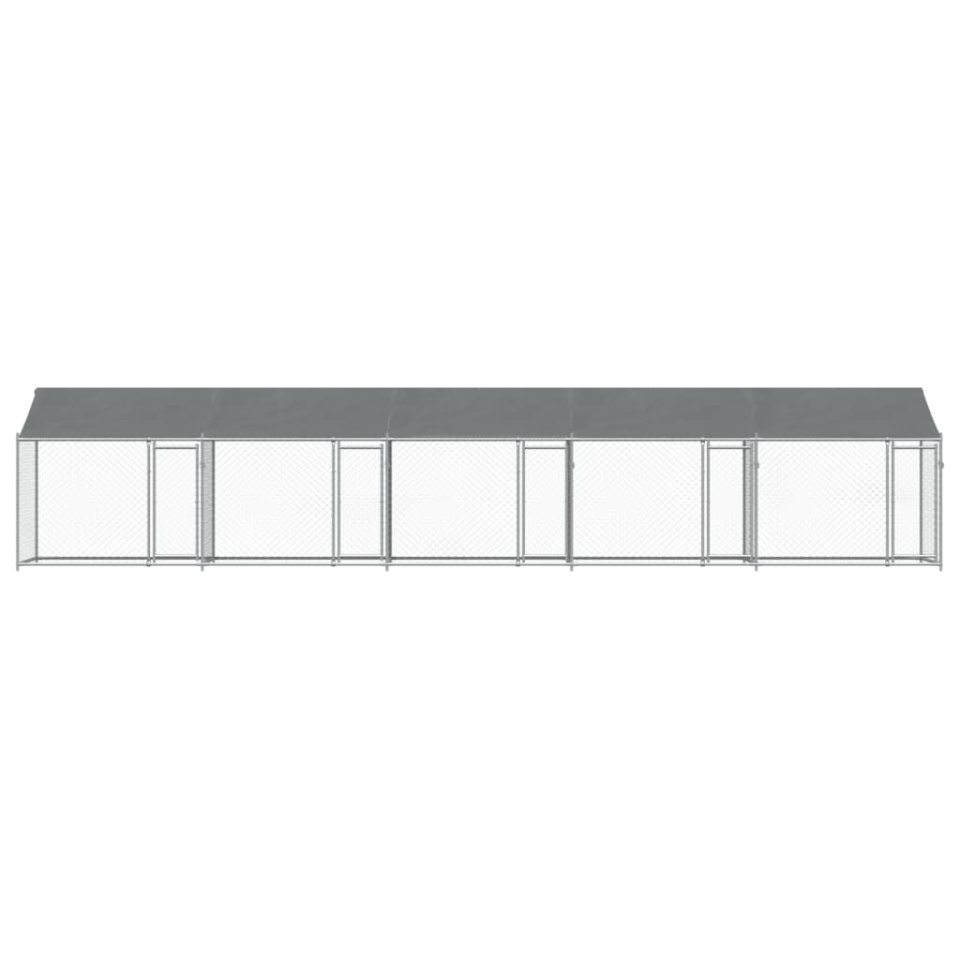 Cușcă câini cu acoperiș și uși, gri, 10x2x2 m, oțel galvanizat - 3 | YEO