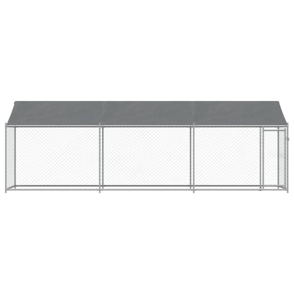 Cușcă câini cu acoperiș și uși, gri, 6x2x2 m, oțel galvanizat - 3 | YEO