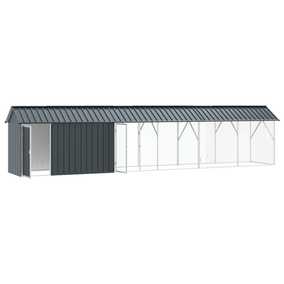 Cușcă pentru Păsări cu Extensie Anthracite 112x640x141 cm Oțel - 3 | YEO