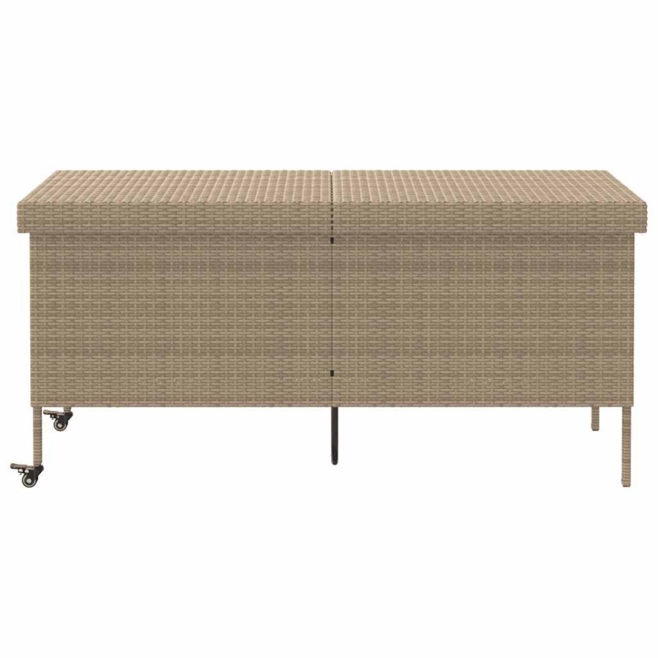 Cutie de depozitare grădină cu roți Bej 160x55x75 cm Poly Ratan - 2 | YEO