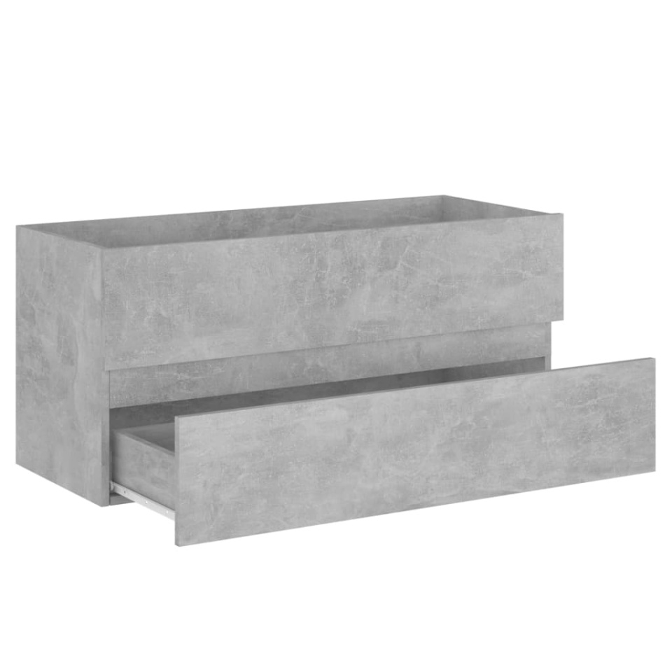 Dulap cu chiuvetă încorporată, gri beton, lemn prelucrat - 3 | YEO