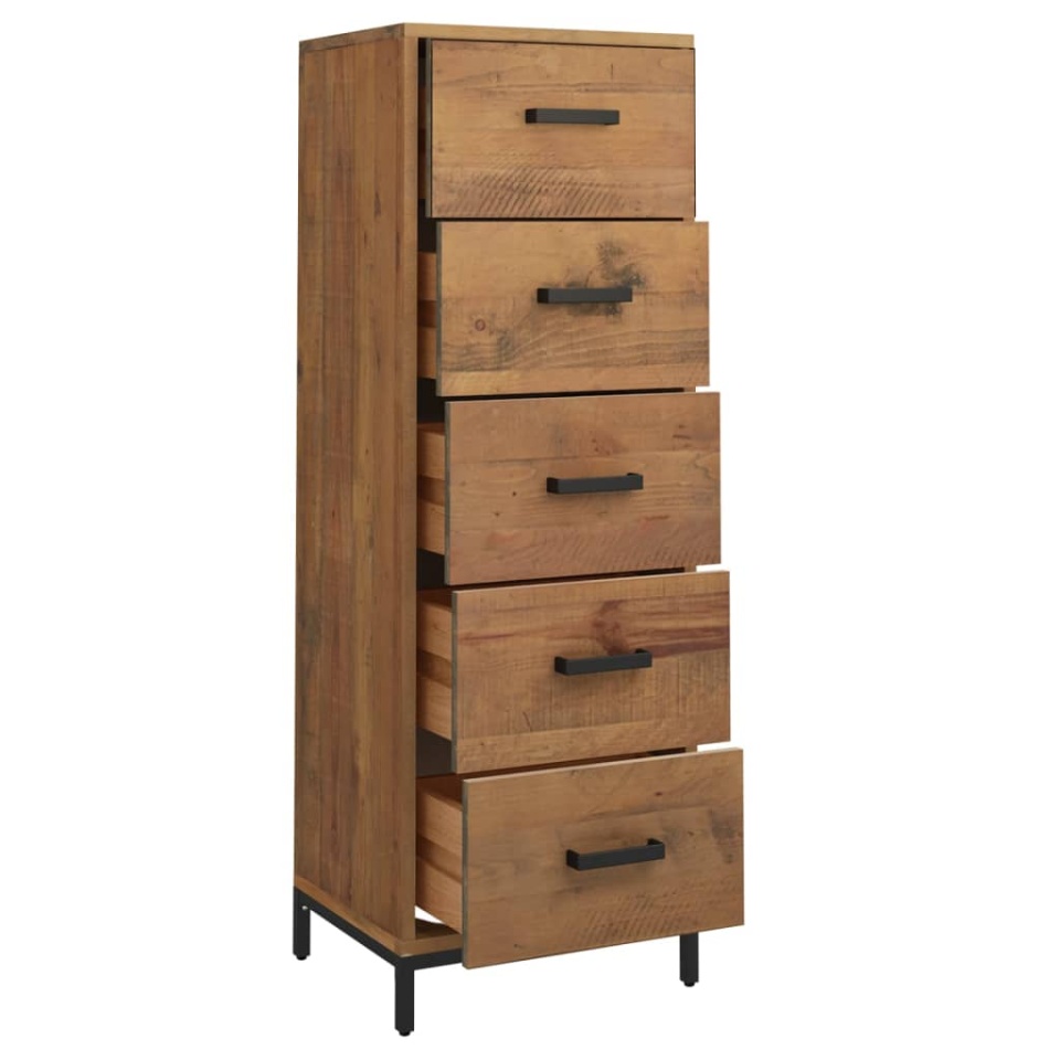 Dulap cu sertare, 42x35x110 cm, lemn masiv de pin reciclat - 3 | YEO