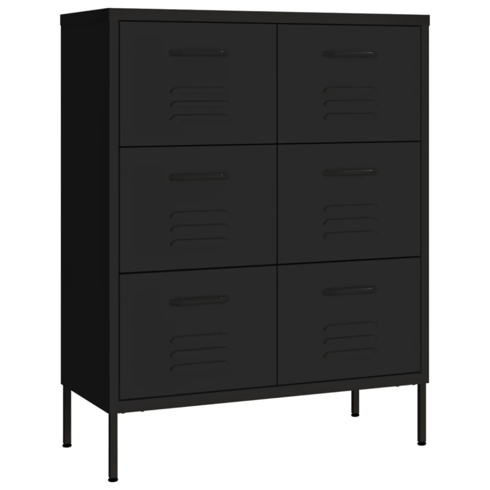 Dulap cu sertare, negru, 80x35x101,5 cm, oțel - 1 | YEO