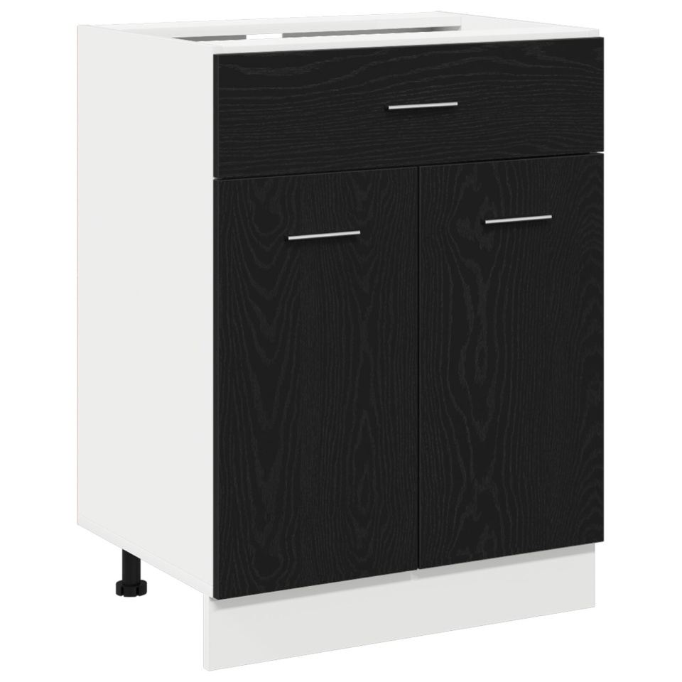 Dulap cu Sertare Negru din Stejar - 60x46x81.5 cm Fabricat din Lemn Prelucrat - 1 | YEO