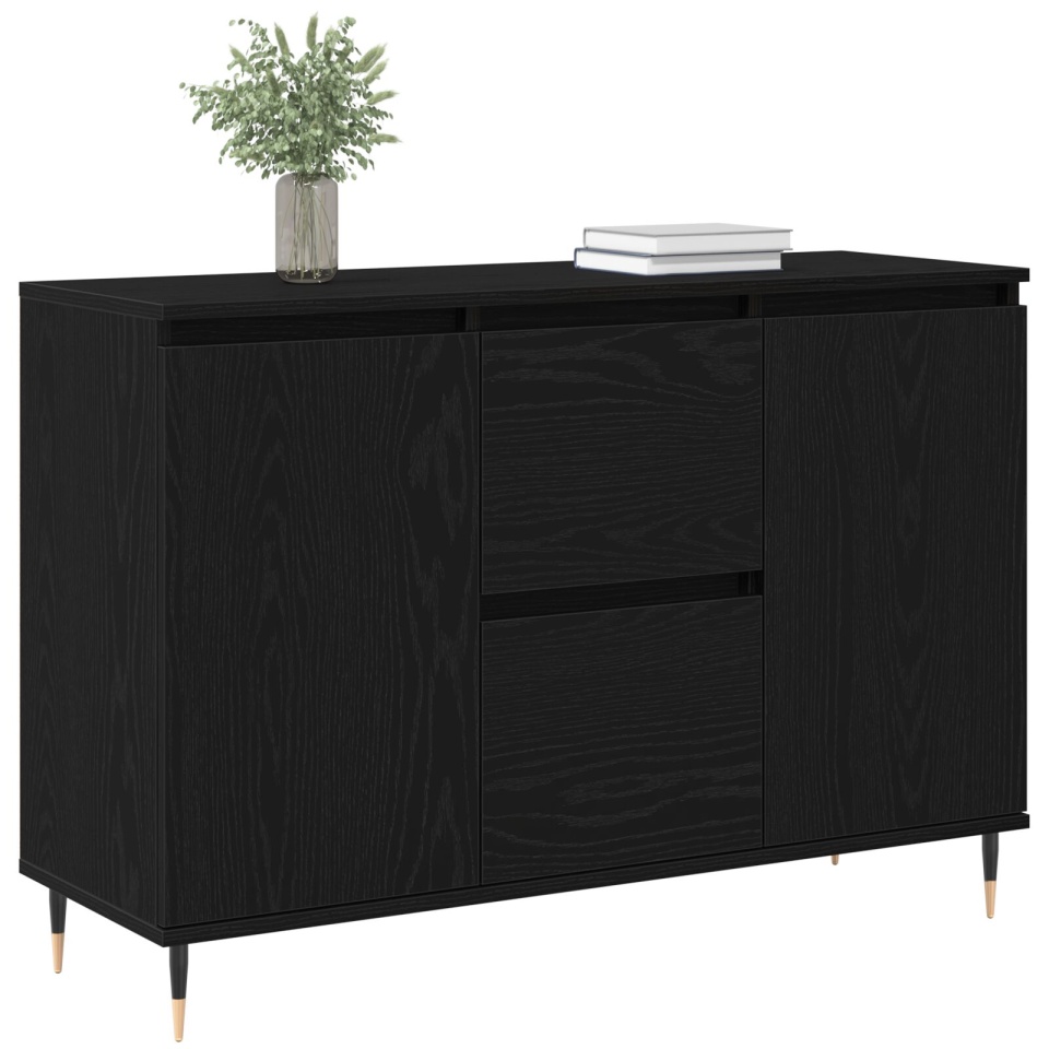 Dulap cu Uși și Sertare Negru Stejar 101,5x35x70 cm - 2 | YEO