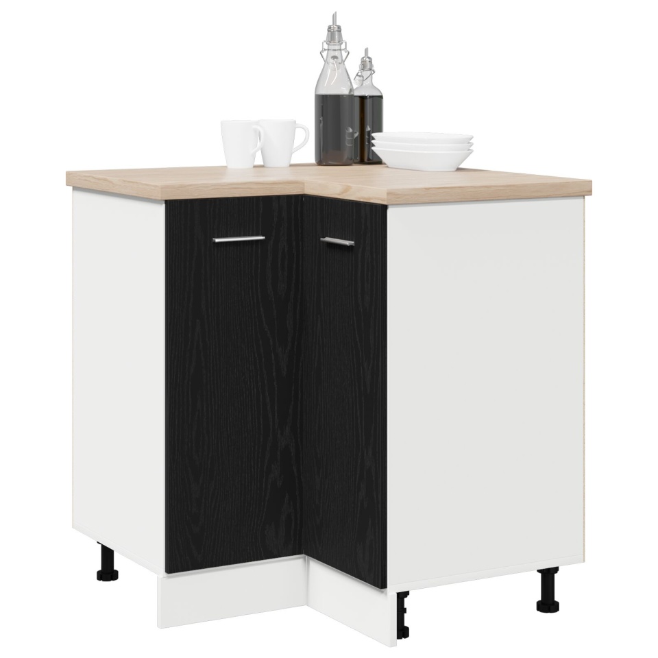 Dulap de colț Negru din stejar - 75.5x75.5x81.5 cm - 2 | YEO