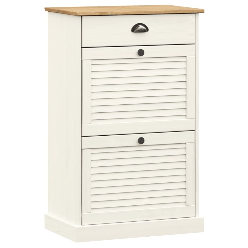 Dulap de pantofi VIGO, 60x35x96 cm, alb, lemn masiv de pin - 1 | YEO
