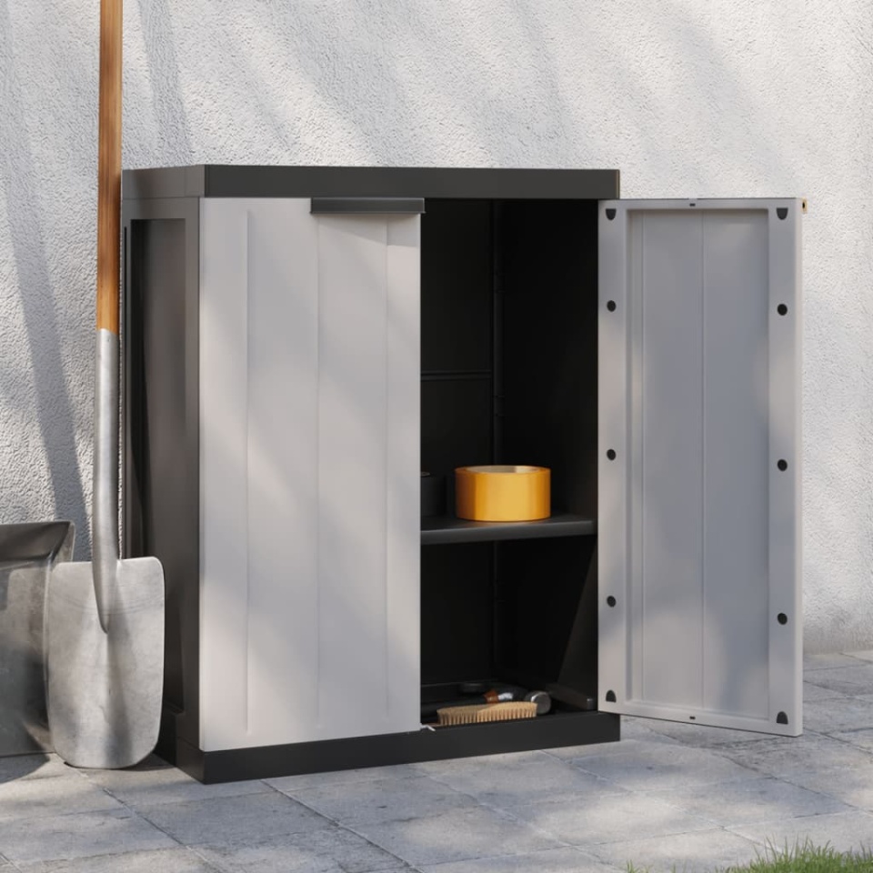 Dulap depozitare de exterior, gri și negru, 65x37x85 cm, PP - 2 | YEO