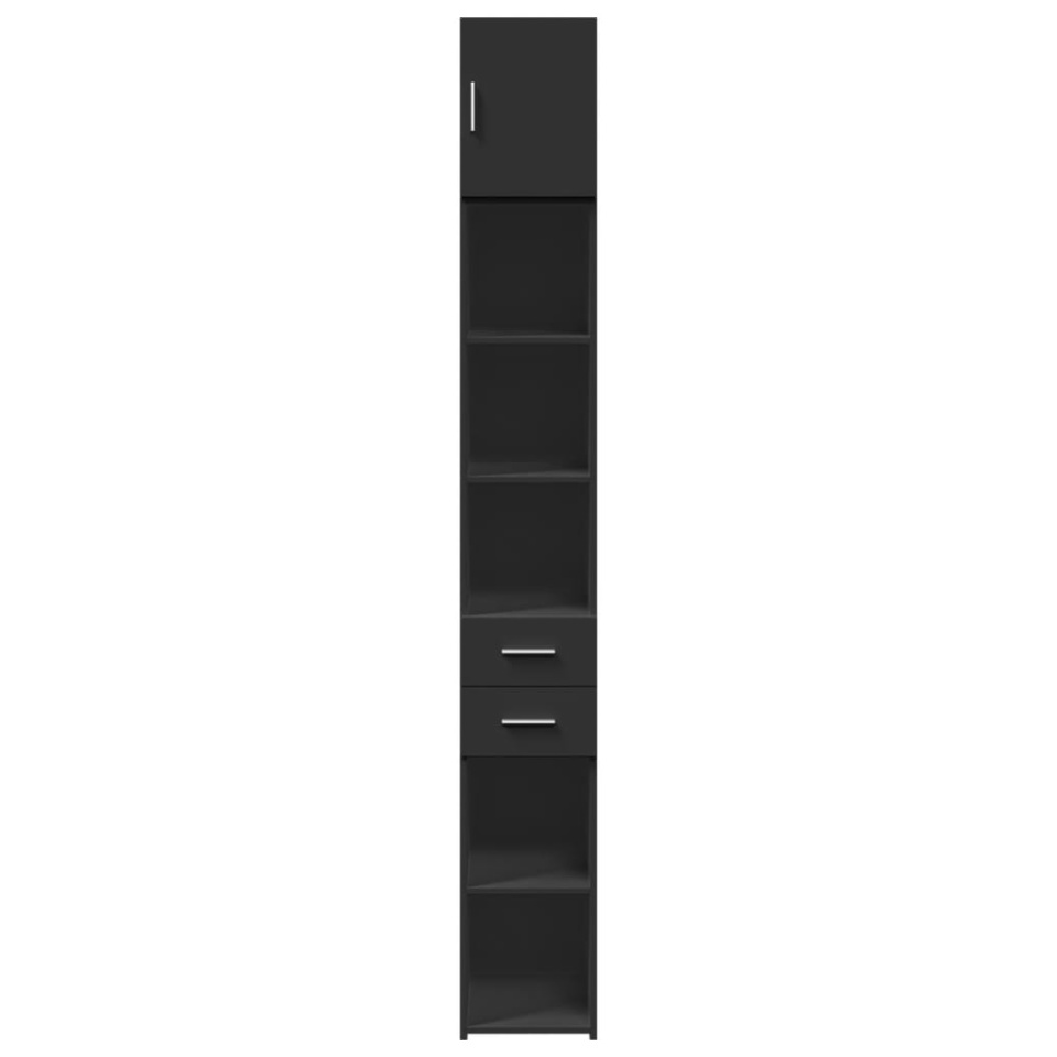 Dulap depozitare slim negru 30x42,5x225 cm lemn prelucrat - 3 | YEO