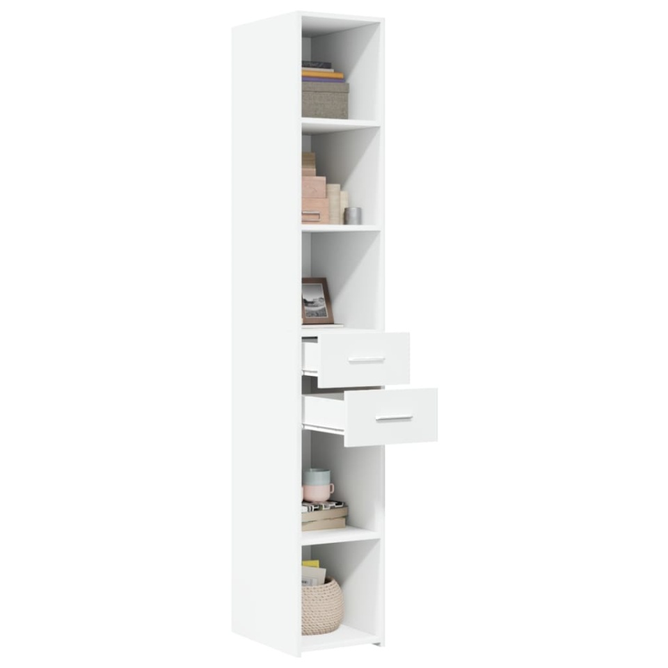 Dulap înalt, alb, 30x42,5x185 cm, lemn prelucrat - 2 | YEO