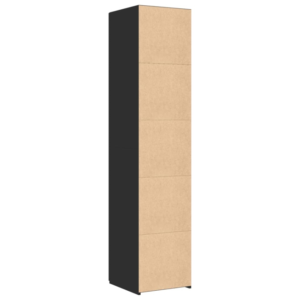 Dulap înalt, negru, 40x42,5x185 cm, lemn prelucrat - 4 | YEO