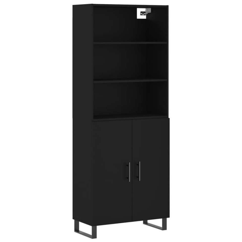 Dulap înalt, negru, 69,5x34x180 cm, lemn compozit - 1 | YEO