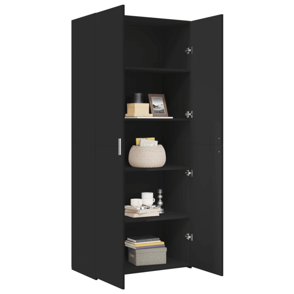 Dulap înalt, negru, 80x42,5x185 cm, lemn prelucrat - 2 | YEO