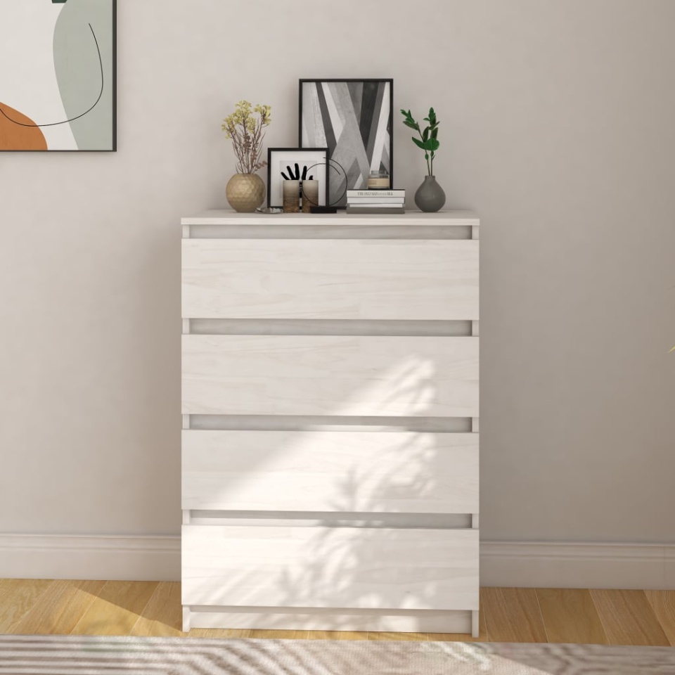 Dulap lateral, alb, 60x36x84 cm, lemn masiv de pin