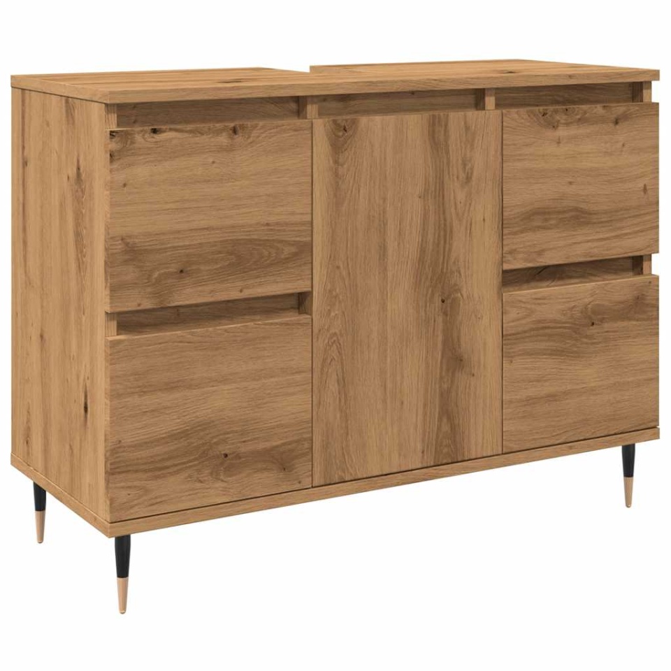 Dulap pentru baie stejar artizanal, 80x33x60 cm, lemn prelucrat - 1 | YEO