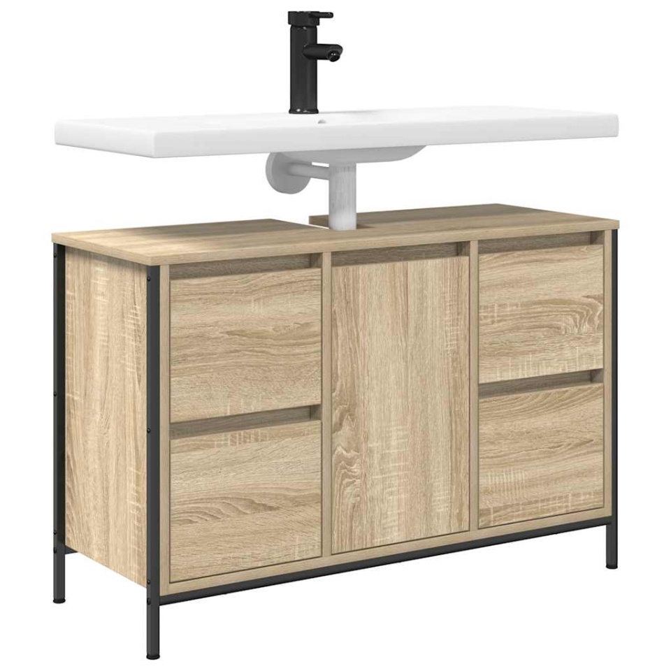 Dulap pentru chiuvetă cu sertare Stejar Sonoma 90x34,5x60 cm - 3 | YEO
