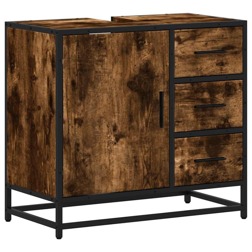 Dulap pentru chiuvetă de baie stejar afumat 65x33x60 cm lemn - 1 | YEO
