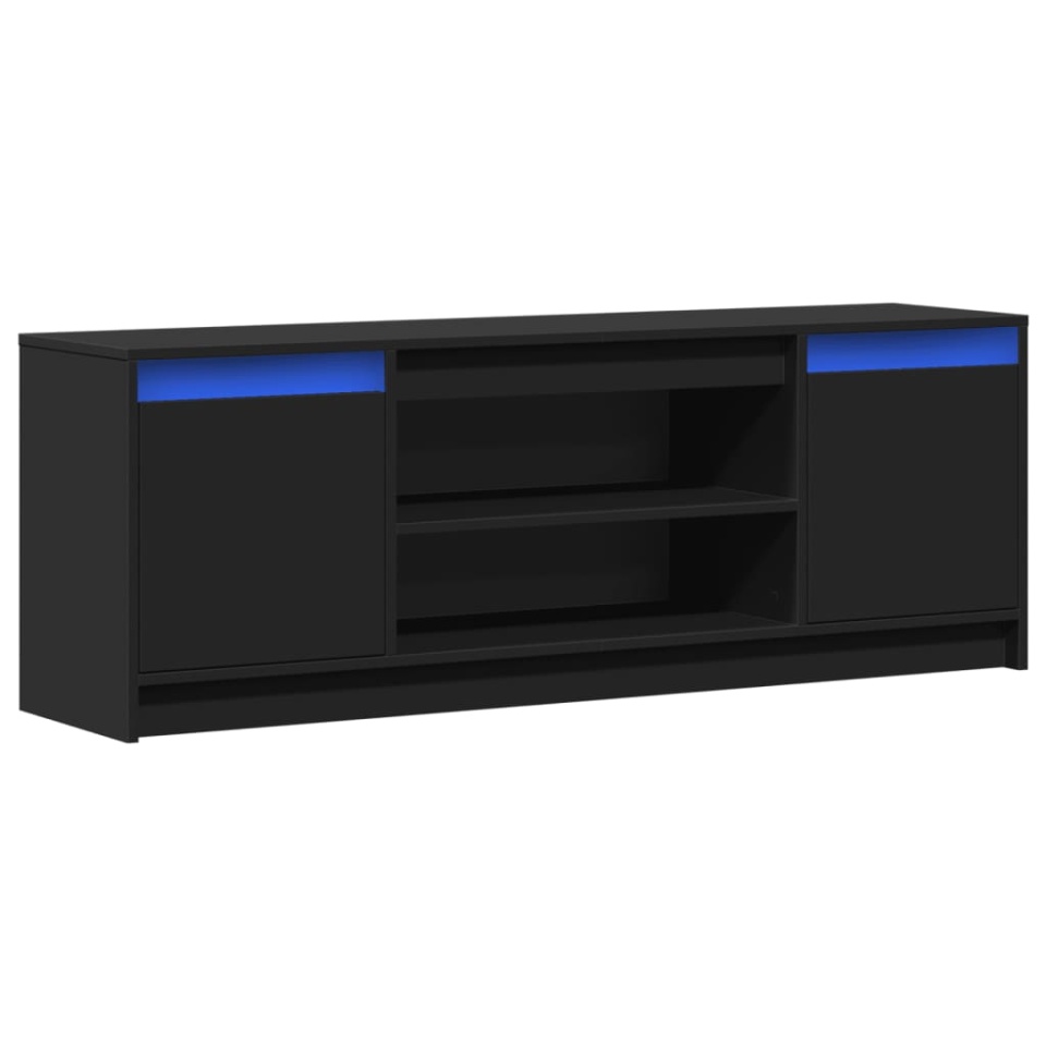 Dulap TV cu LED, negru, 139,5x34x50 cm, lemn prelucrat - 2 | YEO