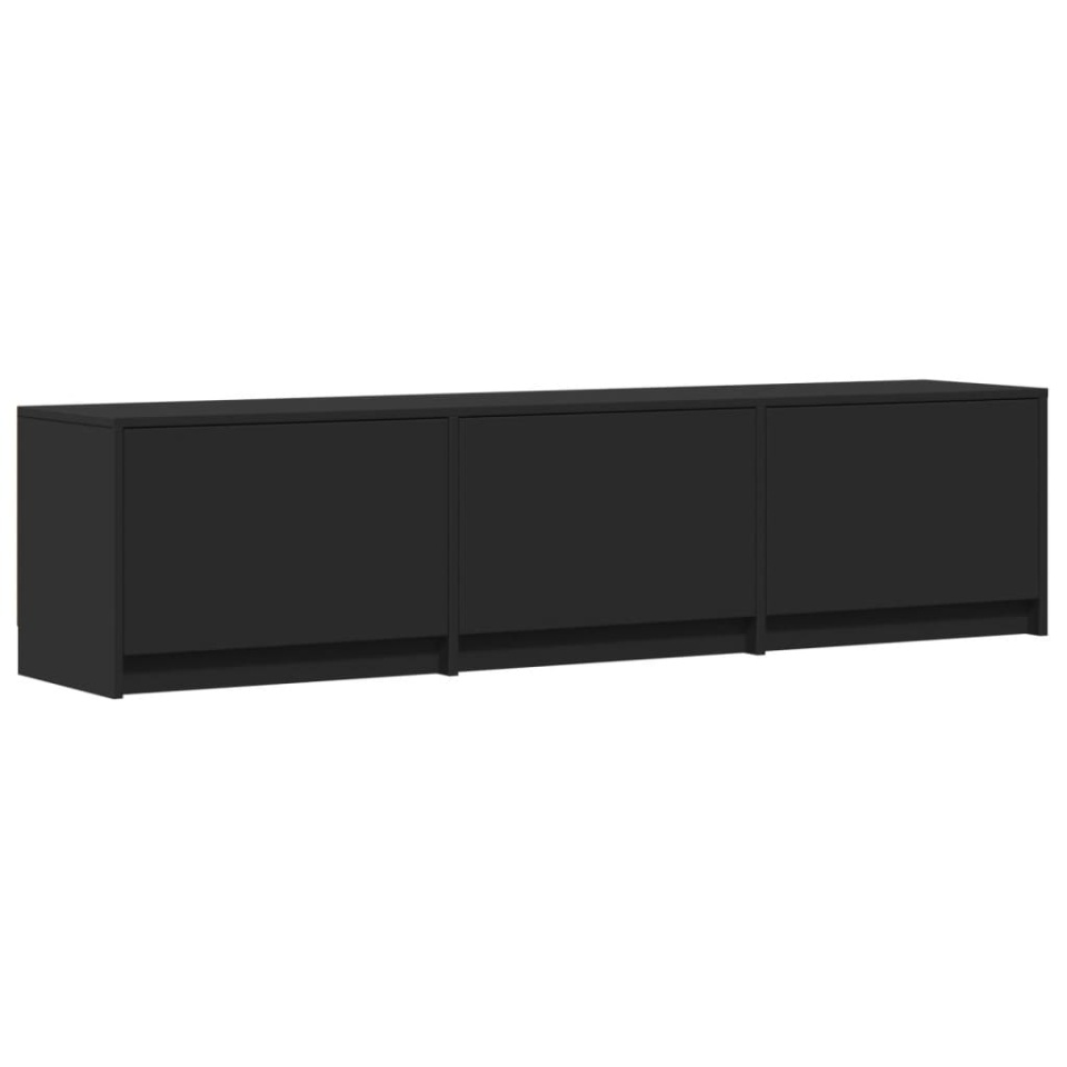Dulap TV cu LED, negru, 165x34x40 cm, lemn prelucrat - 2 | YEO
