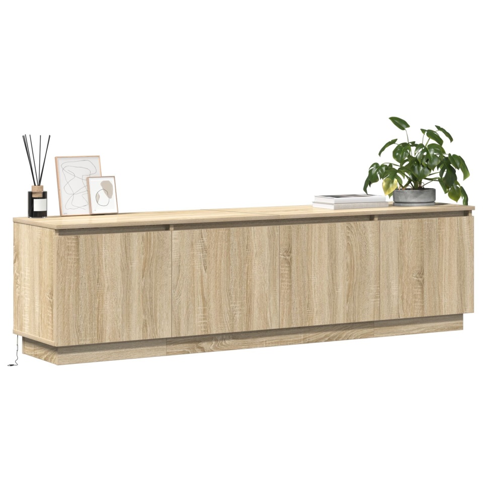 dulap TV cu LED Stejar Sonoma 180x38x49 cm Lemn prelucrat - 2 | YEO
