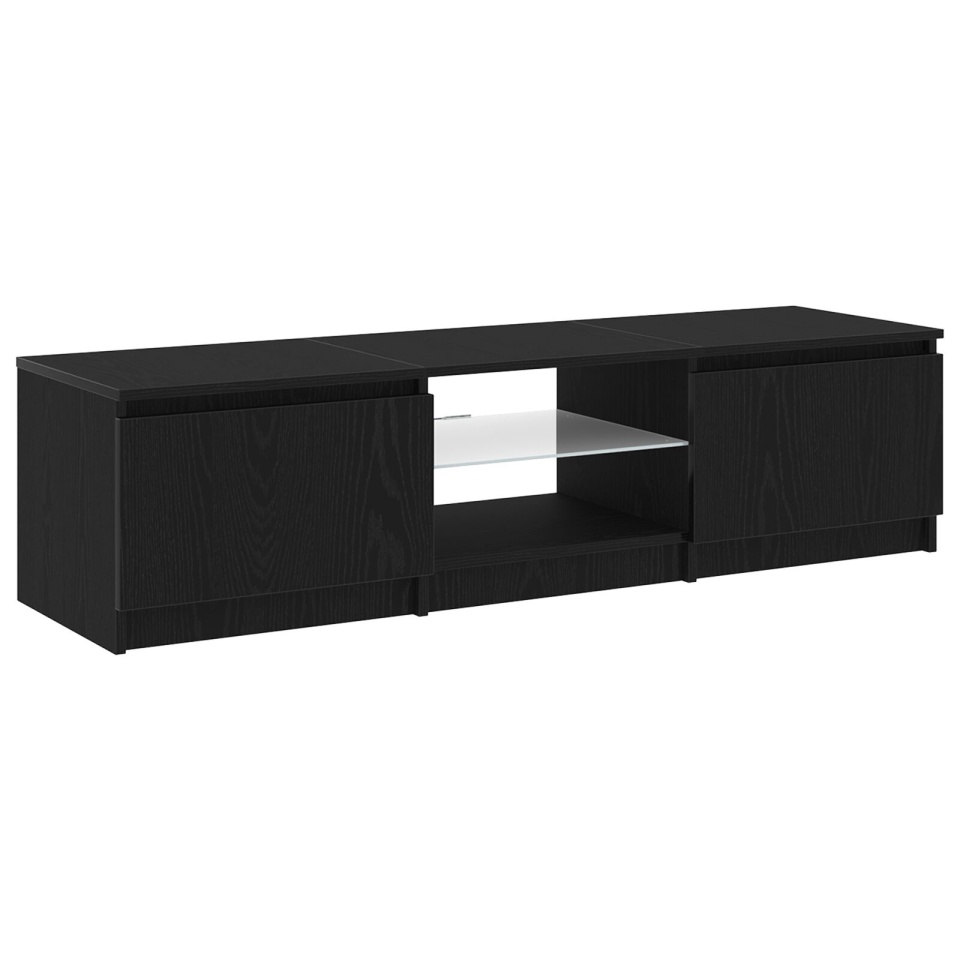Dulap TV cu lumini LED Stejar Negru 140x40x35,5 cm Lemn - 1 | YEO