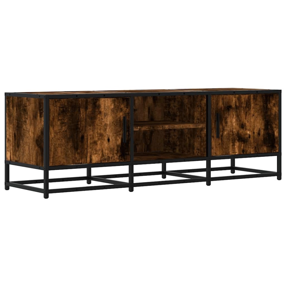 Dulap TV stejar fumuriu, 120x35x41 cm lemn prelucrat și metal - 1 | YEO
