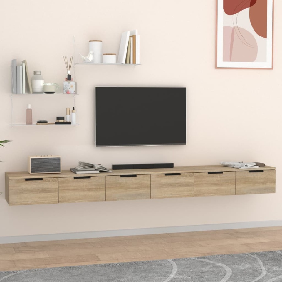 Dulapuri perete, 2 buc., sonoma, 102x30x20 cm, lemn prelucrat