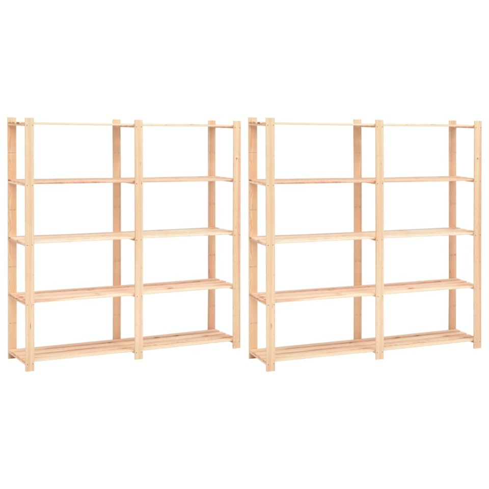 Etajere cu 5 rafturi, 2 buc, 170x38x170 cm, lemn de pin, 500 kg
