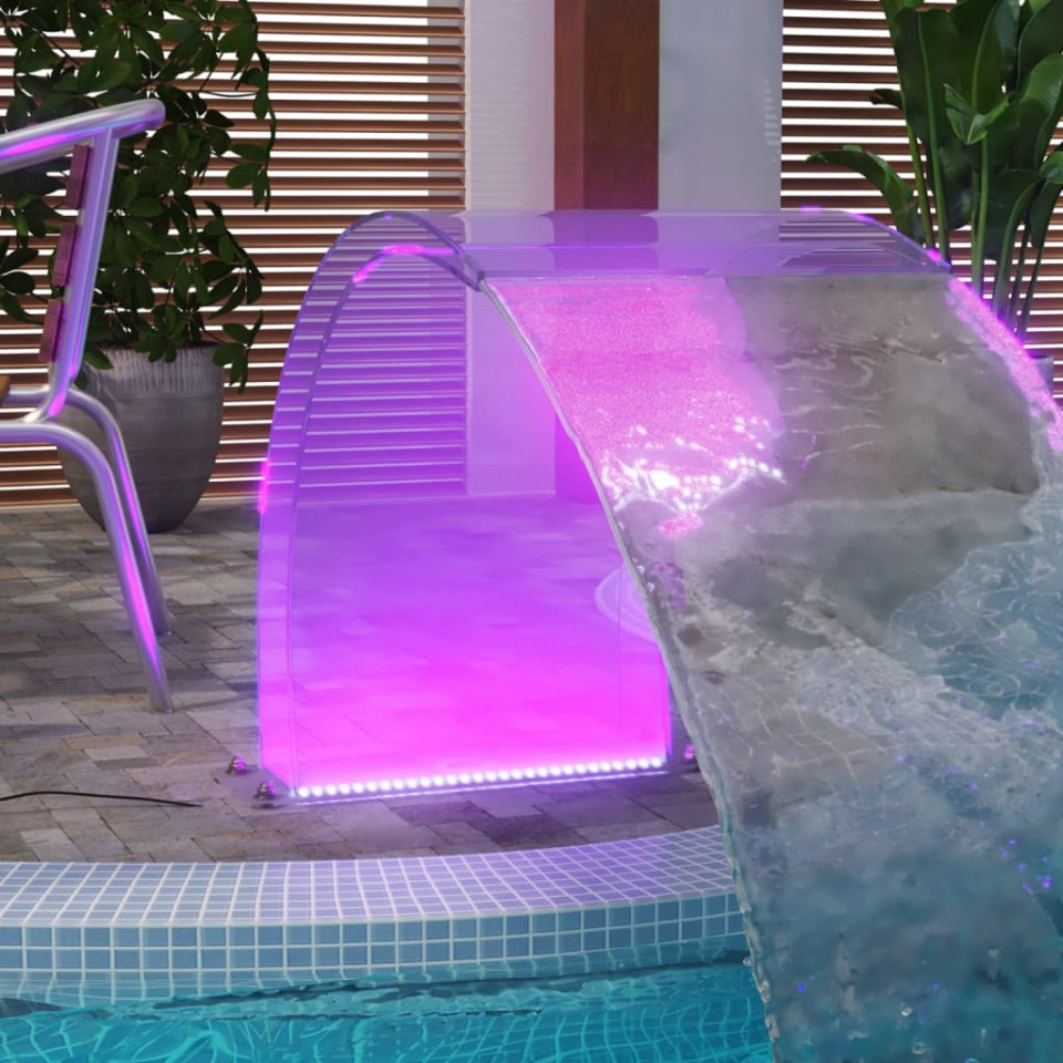 Fântână de piscină cu LED-uri RGB, acril, 50 cm